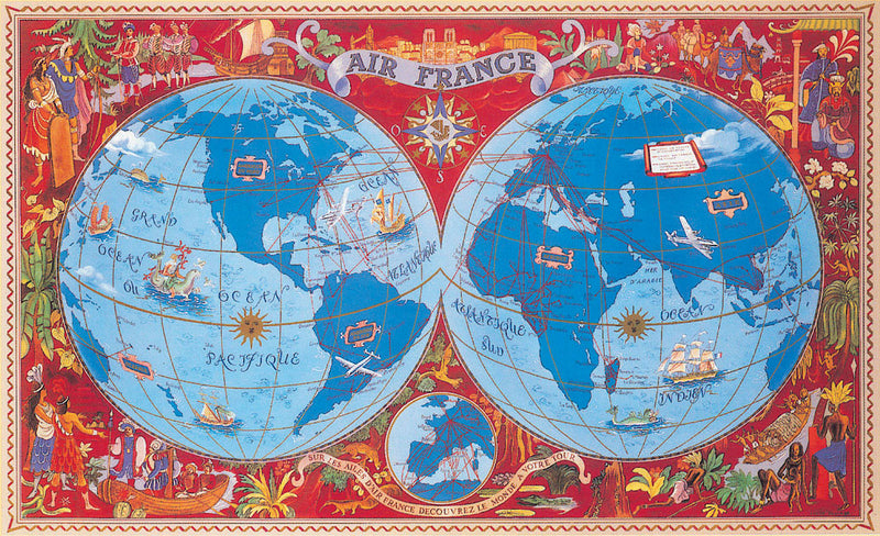 Planisphère Air France "Rouge"